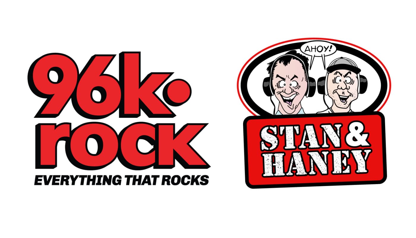 96 kRock logo and the stan and haney